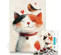 Puzzle da 1000 pezzi con gatto e uccello,gioco mentale divertente per adulti,realizzato con tecnologia di taglio laser avanzata,ideale per ingannare il tempo (50x75cm)