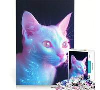 Puzzle da 1000 pezzi con gatto fluorescente al neon gioco educativo antistress compleanno e Natale 50x75cm