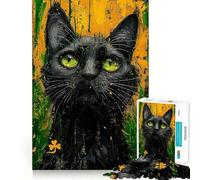 Puzzle da 1000 pezzi con gatto giallo e verde per adulti,gioco di potenziamento mentale,taglio laser per un incastro perfetto,divertimento in famiglia,attività serale (38x26cm)