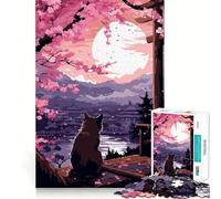 Puzzle da 1000 pezzi con gatto giapponese al tramonto,pixel art,gioco di incastro,gioco intelligente,regalo per il relax,decorazione natalizia (50x75cm)