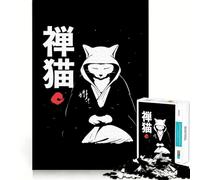 Puzzle da 1000 pezzi con gatto giapponese in meditazione,gioco di precisione,divertente esercizio mentale,momento di pace,opera d'arte natalizia (38x52cm)