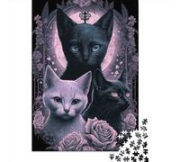 Puzzle da 1000 pezzi con gatto gotico per adulti e puzzle di carta per gli amanti dei puzzle 38x26 cm/1000 pezzi