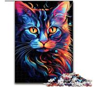 Puzzle da 1000 pezzi con gatto graffiti colorato in legno, idea regalo unica per la casa fai da te 50x75cm per adolescenti e famiglie, decorazione fai da te perfetta e sfida rompicapo