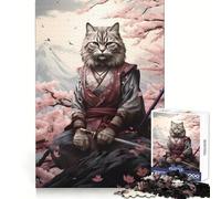 Puzzle da 1000 pezzi con gatto guerriero e albero di ciliegio,ideale per adolescenti,per un esercizio mentale rilassante e divertente,perfetto per le vacanze (38x52cm)