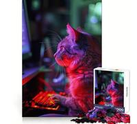 Puzzle da 1000 pezzi con gatto, ideale per giochi rilassanti e per allenare la mente, perfetto per una fuga tranquilla Taglio uniforme, regalo per le vacanze (50x75cm)