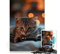 Puzzle da 1000 pezzi con gatto,ideale per giochi rilassanti,tagli precisi,arte,logica e pensiero creativo,perfetto per momenti di relax e come regalo di compleanno (38x52cm)