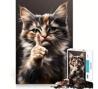 Puzzle da 1000 pezzi con gatto impertinente che lancia un avvertimento ideale per adolescenti Migliora la memoria favorisce il rilassamento mentale e crea un'atmosfera creativa Regalo perfetto