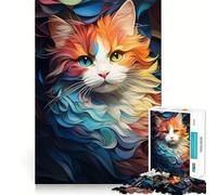 Puzzle da 1000 pezzi con gatto impressionista astratto dai bordi lisci,gioco divertente e rilassante per momenti di svago,regalo di compleanno (38x52cm)