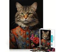 Puzzle da 1000 pezzi con gatto in abito boho,bordi ben definiti,gioco cognitivo,divertente e facile da usare,regalo di Natale (50x75cm)