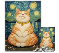Puzzle da 1000 pezzi con gatto in meditazione, puzzle in cartone fai da te, decorazione, sfida per il cervello, per adulti, famiglia, regalo di Natale 26X38cm