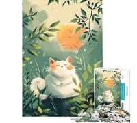 Puzzle da 1000 pezzi con gatto in meditazione tra il verde gioco per tutta la famiglia sfida per l'intelligenza giocattolo avvincente ottimo regalo per compleanni (dimensioni 38x26cm)