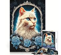 Puzzle da 1000 pezzi con gatto in stile gotico e rockabilly per adolescenti, ideale per migliorare la memoria, per un relax facile e per bordi precisi, perfetto per un Natale gioioso (38x26cm)