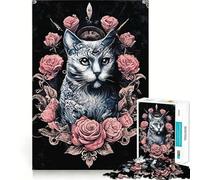 Puzzle da 1000 pezzi con gatto in stile gotico e rockabilly,taglio netto,arte logica,gioco di pensiero,relax,divertente regalo di compleanno (38x26cm)