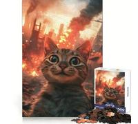 Puzzle da 1000 pezzi con gatto in una città apocalittica, ideale per adolescenti Un regalo significativo e stimolante per il tempo libero (50x75cm)