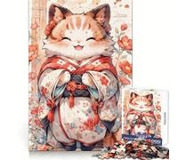 Puzzle da 1000 pezzi con gatto kimono, stile giapponese, per adolescenti, ideale per il benessere mentale, il tempo libero e il divertimento Perfetto per creare un bel puzzle e regalarlo (38x26cm)