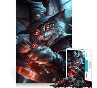 Puzzle da 1000 pezzi con gatto,mago di fuoco,bordi ben definiti,decorazione,gioco cognitivo,giocattolo divertente e facile da usare,regalo di Natale (50x75cm)