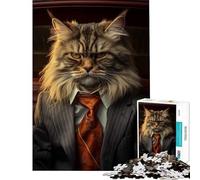 Puzzle da 1000 pezzi con gatto Maine Coon della Mafia gioco educativo sfida per l'intelligenza giocattolo avvincente regalo di Babbo Natale segreto regalo di compleanno (dimensioni 38x26cm)