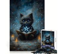 Puzzle da 1000 pezzi con gatto mistico che legge il libro degli incantesimi ideale per adolescenti per migliorare la memoria senza stress con un design che facilita l'assemblaggio e rappresenta