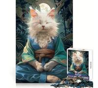 Puzzle da 1000 pezzi con gatto, monaco, meditazione e misticismo per adulti, puzzle per il benessere mentale, tempo ben speso, lucchetto perfetto, regalo di compleanno (38x26cm)