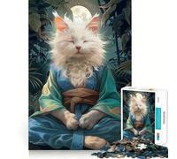 Puzzle da 1000 pezzi con gatto,monaco,meditazione,misticismo,taglio preciso,divertente sfida mentale,gioco per il tempo libero,compleanno,arte e divertimento (38x26cm)
