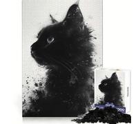 Puzzle da 1000 pezzi con gatto nero ad acquerello per adulti, ideale per sviluppare la concentrazione, favorire la consapevolezza e creare un'atmosfera rilassante Regalo significativo (50x75cm)