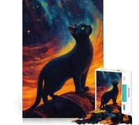 Puzzle da 1000 pezzi con gatto nero che guarda le stelle,taglio premium,gioco per lo sviluppo della mente,divertimento e pace,regalo di compleanno (50x75cm)