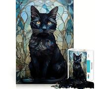Puzzle da 1000 pezzi con gatto nero e arte Kintsugi,taglio preciso,sfida intelligente e divertente,gioco di svago,regalo di Natale 50x75cm