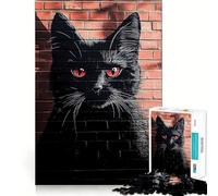 Puzzle da 1000 pezzi con gatto nero e graffiti,incastro perfetto,sfida artistica e mentale,gioco divertente per il tempo libero,regalo di compleanno (38x52cm)
