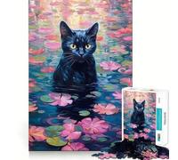 Puzzle da 1000 pezzi con gatto nero e immagine di Serenity,taglio preciso,sfida intelligente e divertente,gioco di svago,regalo di Natale 50x75cm