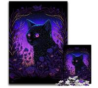 Puzzle da 1000 pezzi con gatto nero e luce, decorazione fai da te, sfida per il cervello, per adulti, famiglia, regalo di Natale 50x75CM/19,68x29,52 pollici