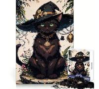 Puzzle da 1000 pezzi con gatto nero e strega dagli occhi verdi per ragazzi, ideale per il benessere mentale, il tempo libero e il divertimento Perfetto per creare un bel puzzle e un'ottima idea regalo