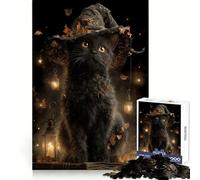 Puzzle da 1000 pezzi con gatto nero e strega tra foglie autunnali per adolescenti, ideale per il benessere mentale, il tempo libero e il divertimento Perfetto per creare un bel puzzle e un regalo