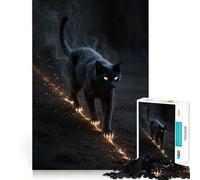 Puzzle da 1000 pezzi con gatto nero mistico e zampe luminose per adulti e ragazzi, gioco di logica, divertimento rilassante, bordi netti, regalo memorabile (38x26cm)