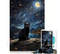 Puzzle da 1000 pezzi con gatto nero randagio per ragazzi, giocattolo intelligente per il tempo libero, taglio preciso, regalo stagionale 50x75cm