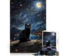 Puzzle da 1000 pezzi con gatto nero randagio per ragazzi, giocattolo intelligente per il tempo libero, taglio preciso, regalo stagionale 50x75cm
