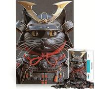 Puzzle da 1000 pezzi con gatto nero,samurai vintage,pezzi ad incastro,gioco divertente e rilassante,ideale per decorazioni natalizie 38x26cm