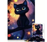 Puzzle da 1000 pezzi con gatto nero su un ramo, ideale per ragazzi, per il benessere mentale, il tempo libero e il divertimento Perfetto per creare un bel puzzle e un regalo (50x75cm)