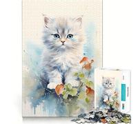 Puzzle da 1000 pezzi con gatto persiano ad acquerello,ideale per stimolare la concentrazione e creare un puzzle divertente,tagliato al laser per un incastro Attività per rafforzare il legame