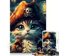 Puzzle da 1000 pezzi con gatto pirata di Van Gogh per adolescenti,stimolante per la mente,ideale per il tempo libero e la fuga dalla realtà,con incastro perfetto,perfetto come regalo per le vacanze