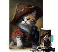 Puzzle da 1000 pezzi con gatto pirata, ideale per adulti, stimola la logica e la capacità di risolvere piccoli problemi Dimensioni: 38x26cm Regalo elegante