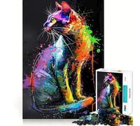 Puzzle da 1000 pezzi con gatto,pittura pop art,gioco di precisione,attività cerebrale,divertimento,tempo libero,regalo di compleanno,arte (50x75cm)