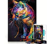 Puzzle da 1000 pezzi con gatto,pittura pop art,incastro preciso,gioco,allenamento della concentrazione,divertimento,relax,regalo di Natale (50x75cm)