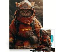Puzzle da 1000 pezzi con gatto,pompiere e vigile del fuoco Pezzi ben definiti Giocattolo per lo sviluppo delle capacità cognitive,ideale per momenti di relax e divertimento Decorazione natalizia