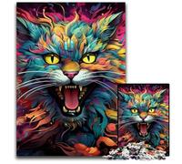 Puzzle da 1000 pezzi con gatto psichedelico colorato per adulti, ideale per gli innamorati, perfetto come regalo di Natale, Capodanno e San Valentino, 50x75CM/19,68x29,52 pollici.