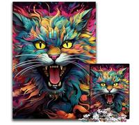 Puzzle da 1000 pezzi con gatto psichedelico colorato, rompicapo impegnativo, attività per la famiglia, decorazione per la casa, regalo di Natale 26X38CM/10,23x14,96 pollici