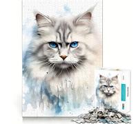 Puzzle da 1000 pezzi con gatto Ragdoll ad acquerello,ideale per stimolare la concentrazione e creare un'atmosfera divertente Taglio laser per un incastro Attività per rafforzare il legame