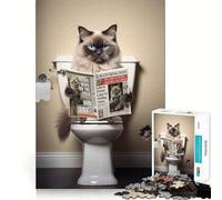 Puzzle da 1000 pezzi con gatto Ragdoll sul water, ideale per ragazzi, per migliorare la memoria, per un relax informale e per esporre opere d'arte di alta qualità (38x52cm)