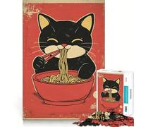 Puzzle da 1000 pezzi con gatto ramen per adolescenti, gioco di logica, momento di relax, taglio perfetto, lista dei desideri di Babbo Natale (50x75cm)
