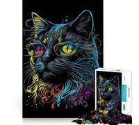 Puzzle da 1000 pezzi con gatto retrò e occhiali per adolescenti, ideale per stimolare la memoria e creare un'atmosfera serena, con taglio di alta qualità, perfetto come regalo di compleanno (38x26cm)
