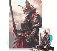 Puzzle da 1000 pezzi con gatto samurai della savana per ragazzi, gioco di logica e logica, semplice e divertente, bordi lisci, regalo elegante (38x52cm)
